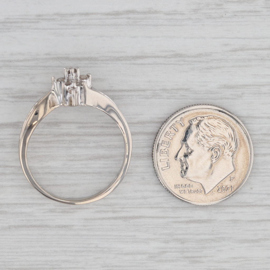 Gray 0.20ctw Diamond Cluster Bypass Ring 10k White Gold Size 6.75 Engagement