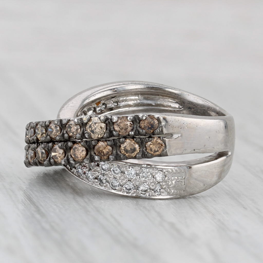 Gray 1.37ctw Diamond Overlay Ring Argyle Champagne White Diamonds 18k Gold Size 6