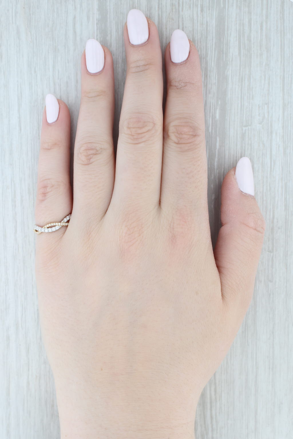 Light Gray New 0.29ctw Woven Diamond Ring 14k White Yellow Gold Wedding Stackable Band 6.75