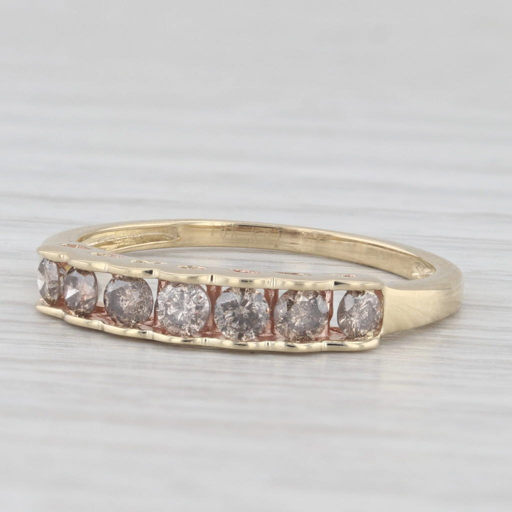 Light Gray 0.50ctw Diamond Wedding Band 10k Yellow Gold Sz 7.25 Stackable Anniversary Ring