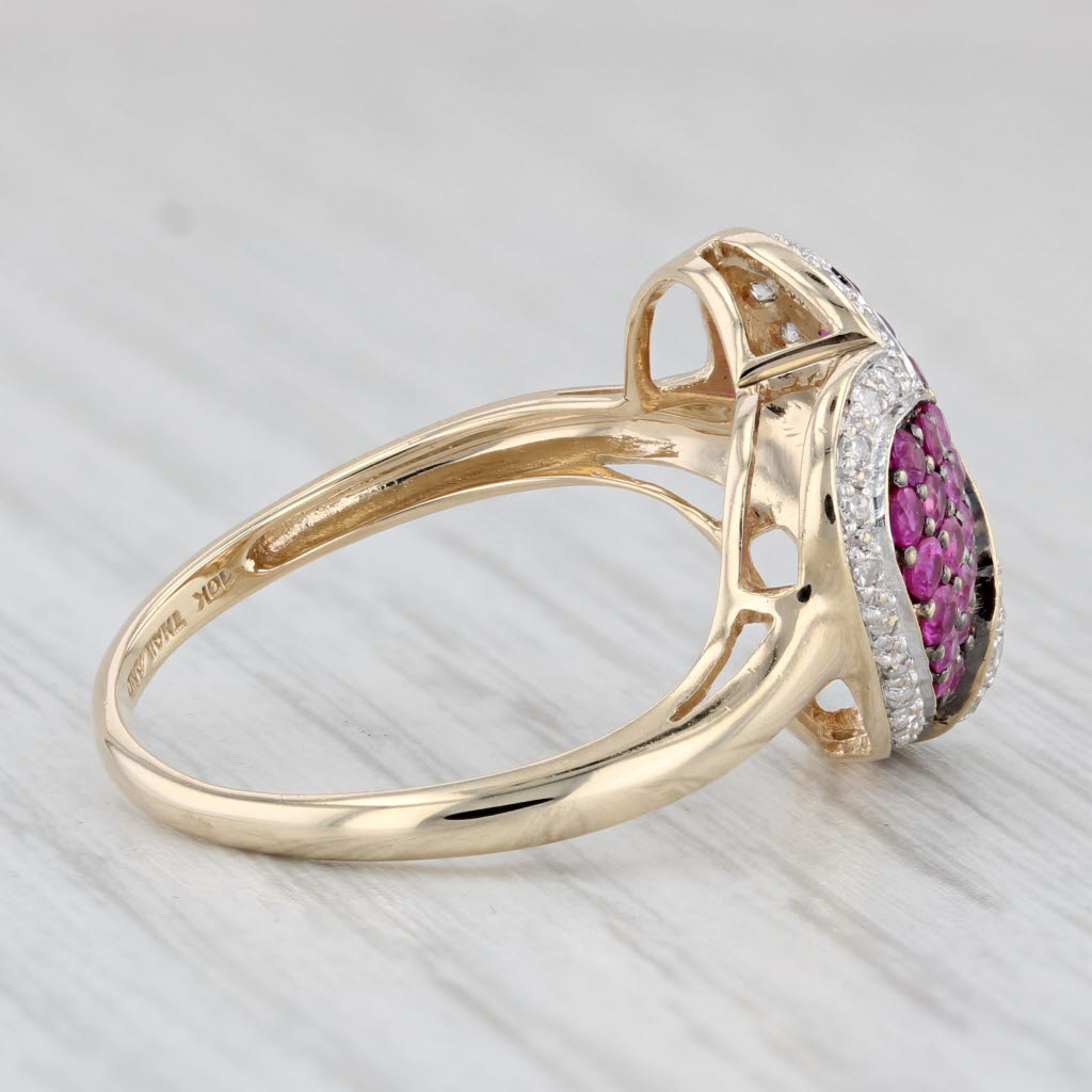 Light Gray 0.86ctw Pink Sapphire Diamond Heart Ring 10k Yellow Gold Size 9.25