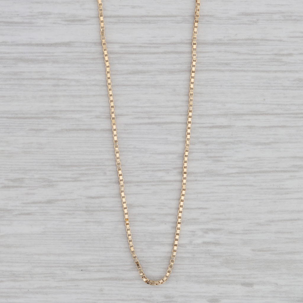 Gray 18.5" 1mm Box Chain Necklace 14k Yellow Gold Italian