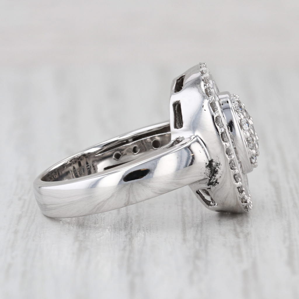 1ctw Diamond Cluster Halo Ring 14k White Gold Size 7.5 Engagement