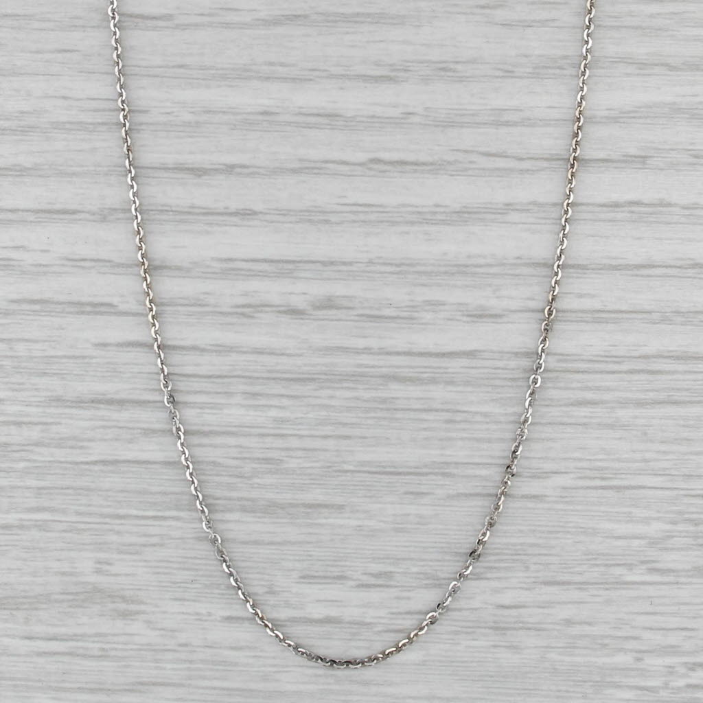 Cable Chain Necklace 14k White Gold Adjustable up to 24" 0.9mm