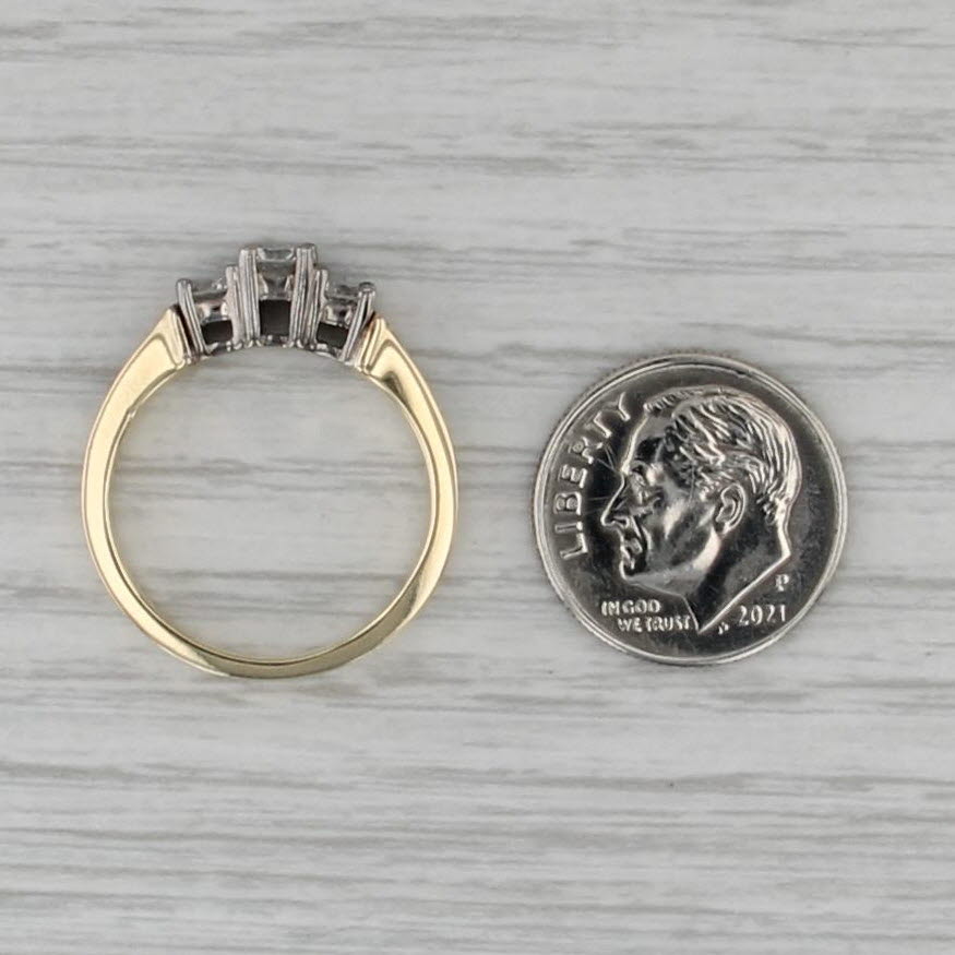 0.99ctw 3-Stone Round Diamond Engagement Ring 14k Yellow Gold Size 7-7.25