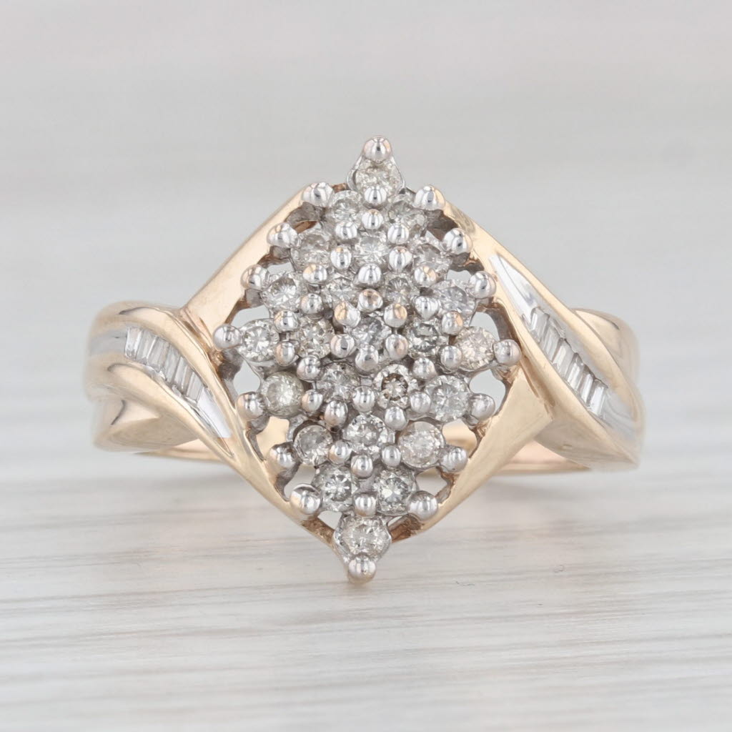 Light Gray 0.42ctw Diamond Cluster Ring 10k Yellow Gold Size 6
