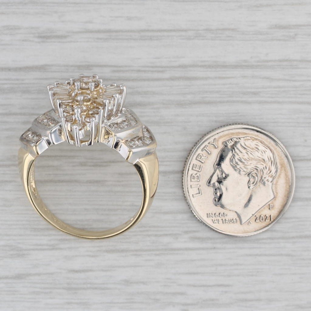Gray 1.20ctw Diamond Cocktail Ring 14k Yellow Gold Size 7.5