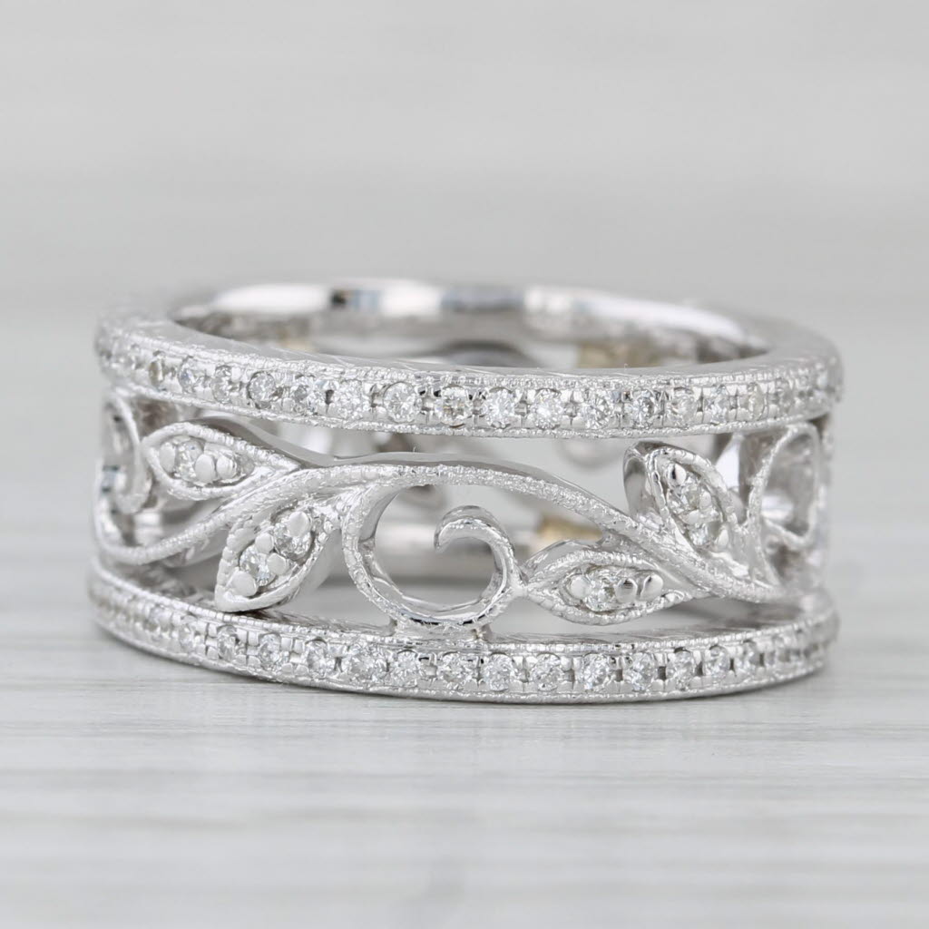 Gray Gabriel & Co 0.27ctw Diamond Floral Openwork Ring 14k White Gold Size 5.25 Band