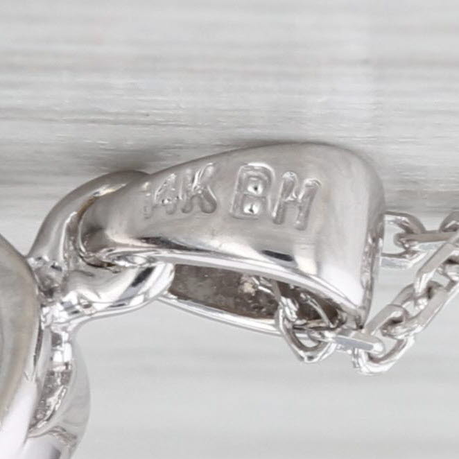 0.68ctw Sapphire Diamond Halo Pendant Necklace 14k White Gold 18" Cable Chain