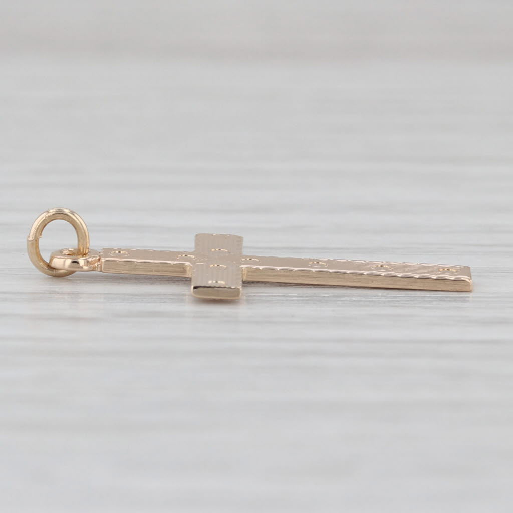 Vintage Etched Cross Pendant 14k Yellow Gold Estate Religious Jewelry