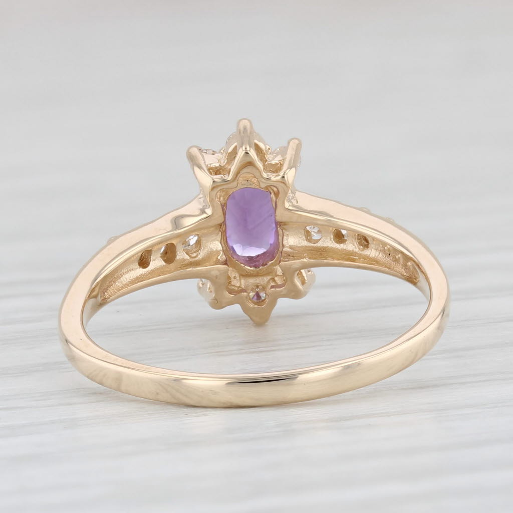 Light Gray 0.59ctw Amethyst Diamond Ring 14k Yellow Gold Size 6.5