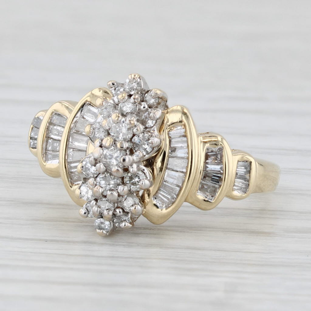 Light Gray 0.53ctw Diamond Cluster Ring 10k Yellow Gold Size 5