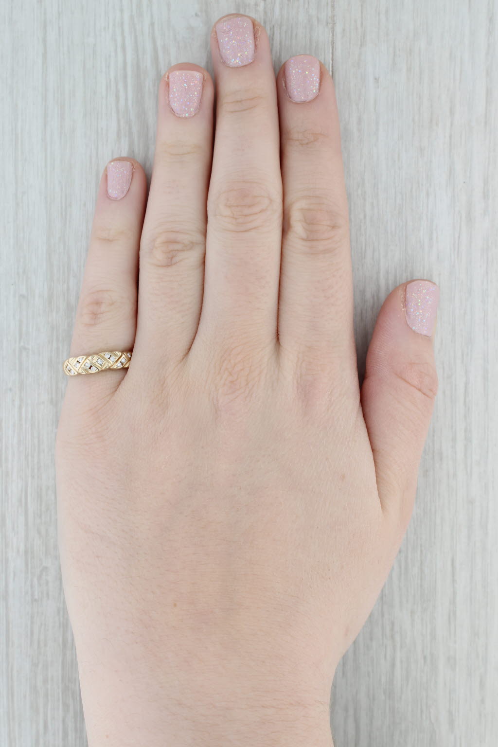 Gray 0.20ctw Diamond Ring 14k Yellow Gold Size 6.75 Stackable Band