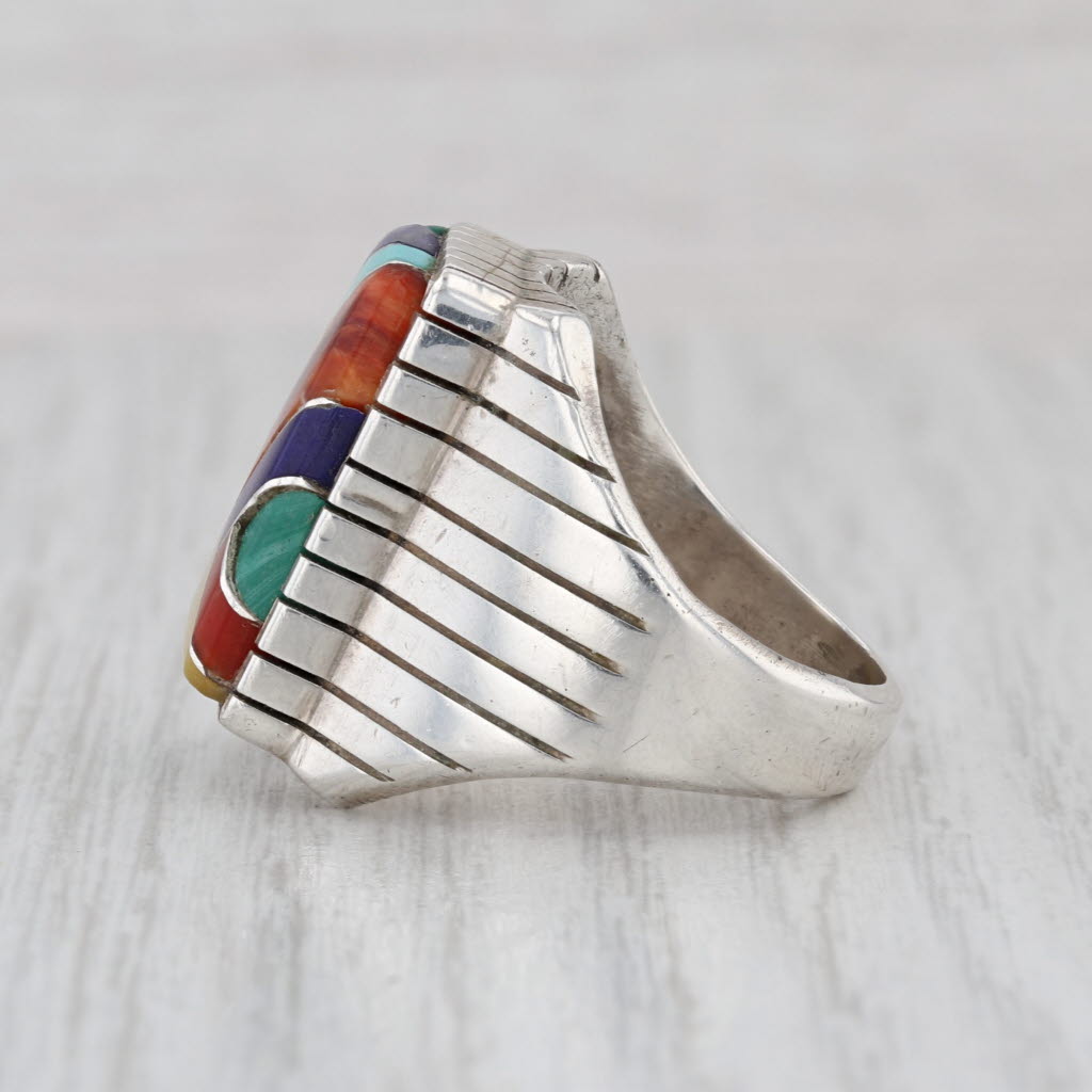 Ray Jack Vintage Navajo Ring Sterling Silver Stone Mosaic Native American