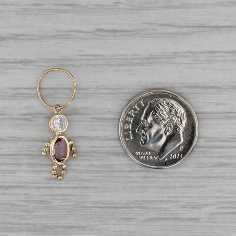 February Birthstone Baby Charm 14k Yellow Gold Imitation Amethyst Pendant