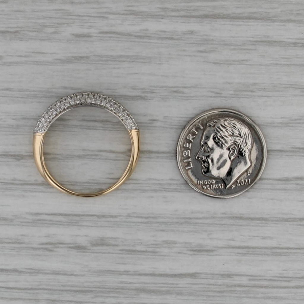 0.25ctw Pave Diamond Band 14k Yellow White Gold Size 7 Stackable Ring