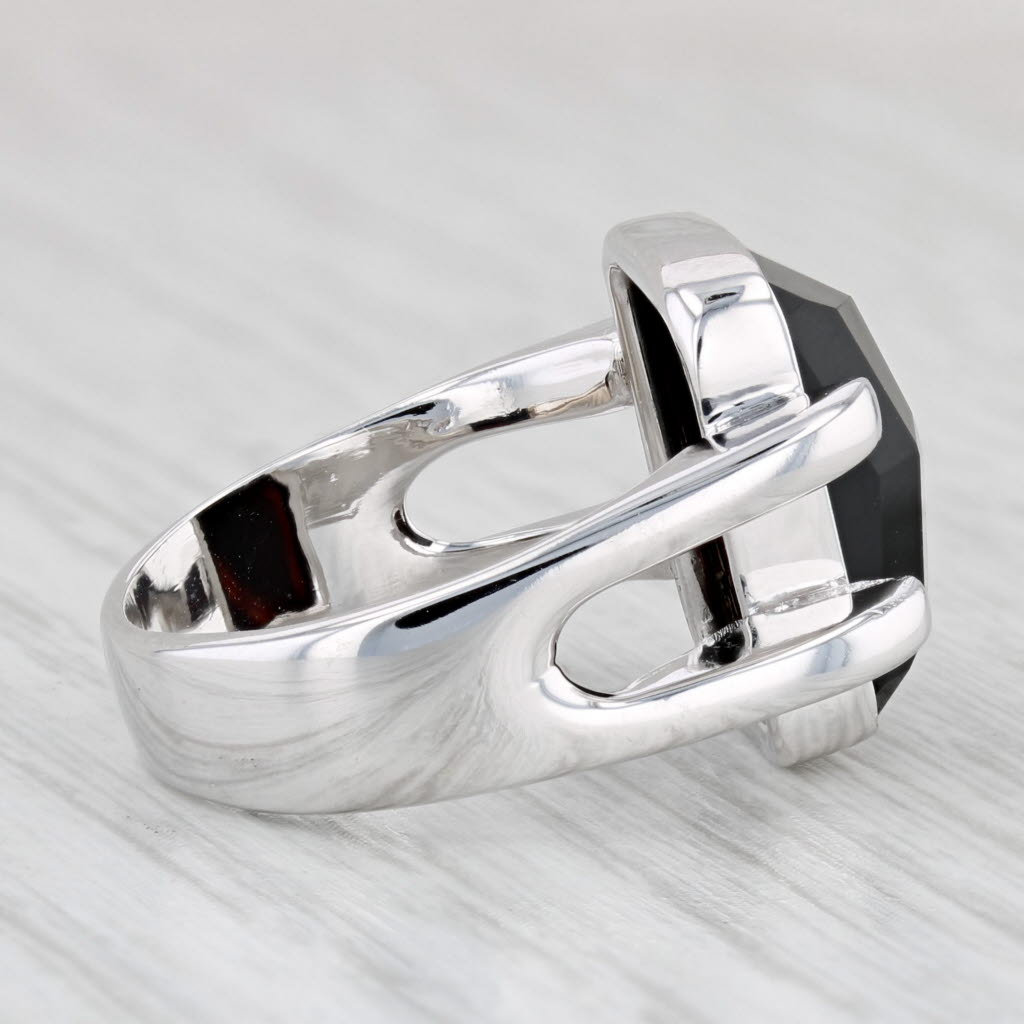 Light Gray Onyx Solitaire Ring 14k White Gold Size 6