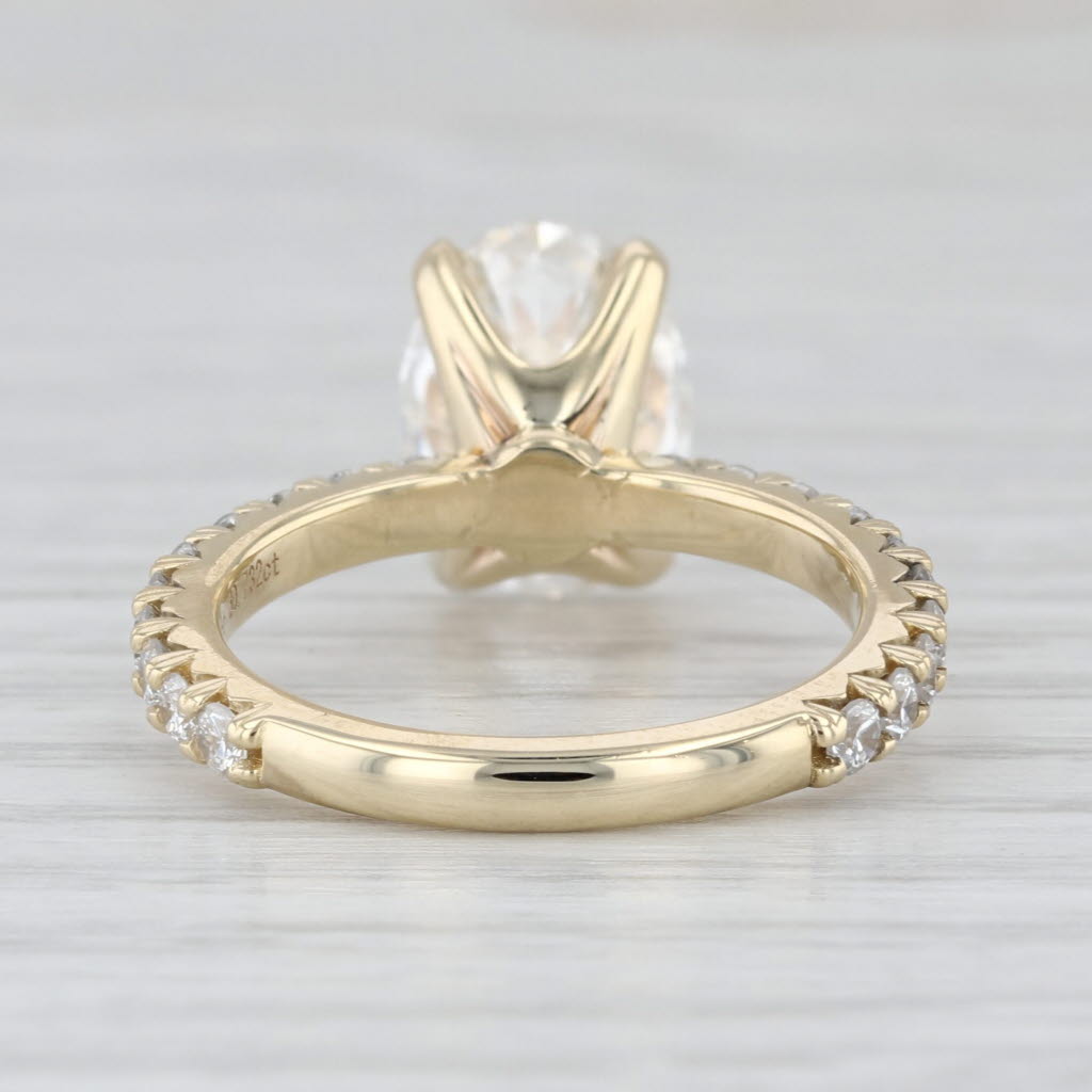 New IGI 3.73ctw Oval Lab Grown Diamond Engagement Ring 14k Yellow Gold