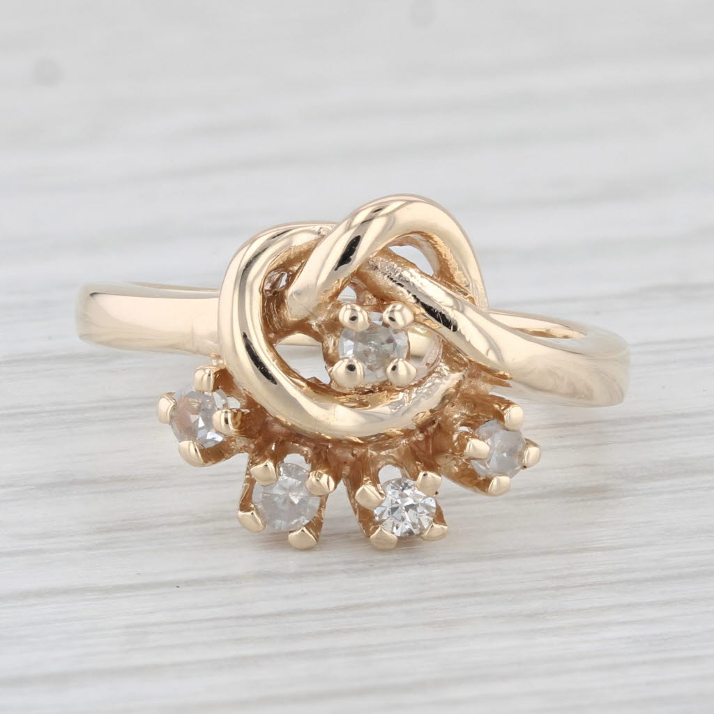 Light Gray 0.15ctw Diamond Knot Ring 14k Yellow Gold Size 5.5