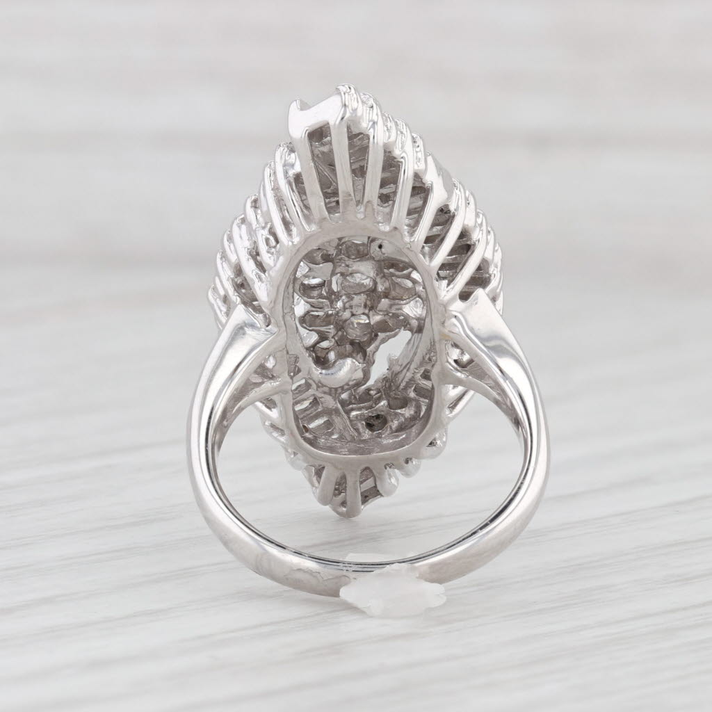 Light Gray 2.20ctw Diamond Cluster Cocktail Ring 14k White Gold Size 6.25