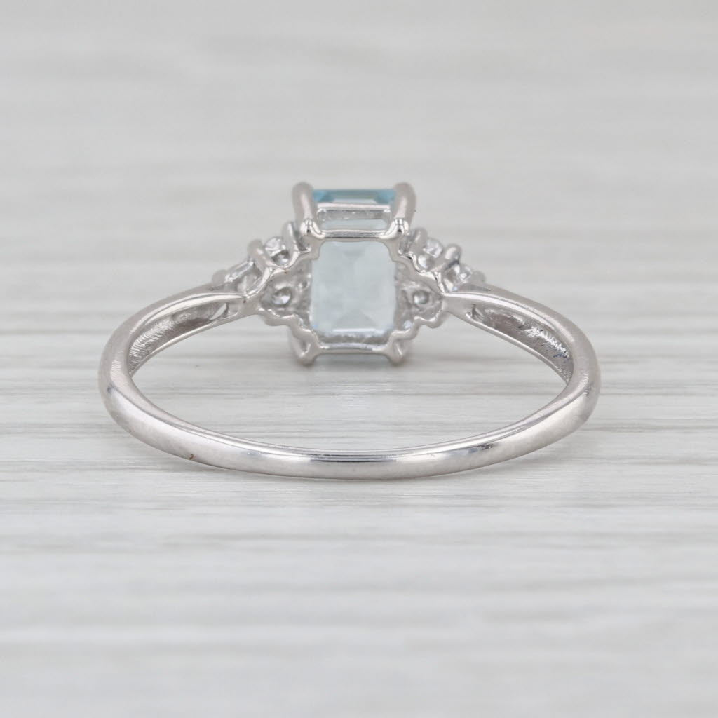 1.07ctw Aquamarine Diamond Engagement Ring 14k White Gold Size 9-9.25