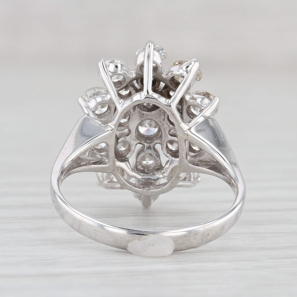 Light Gray 2.25ctw Diamond Cluster Ring 14k White Gold Size 7.75 Cocktail