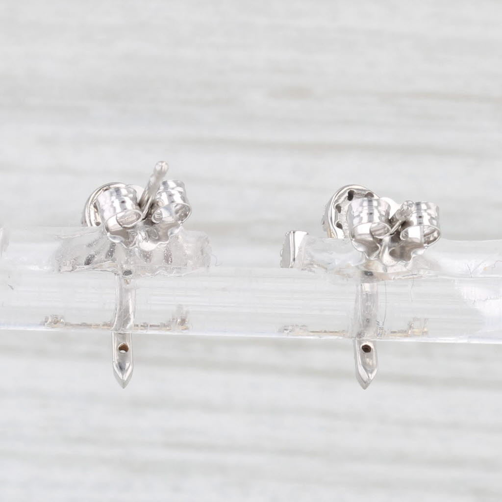 Light Gray 0.22ctw Diamond Egyptian Ankh Cross Stud Earrings 10k White Gold
