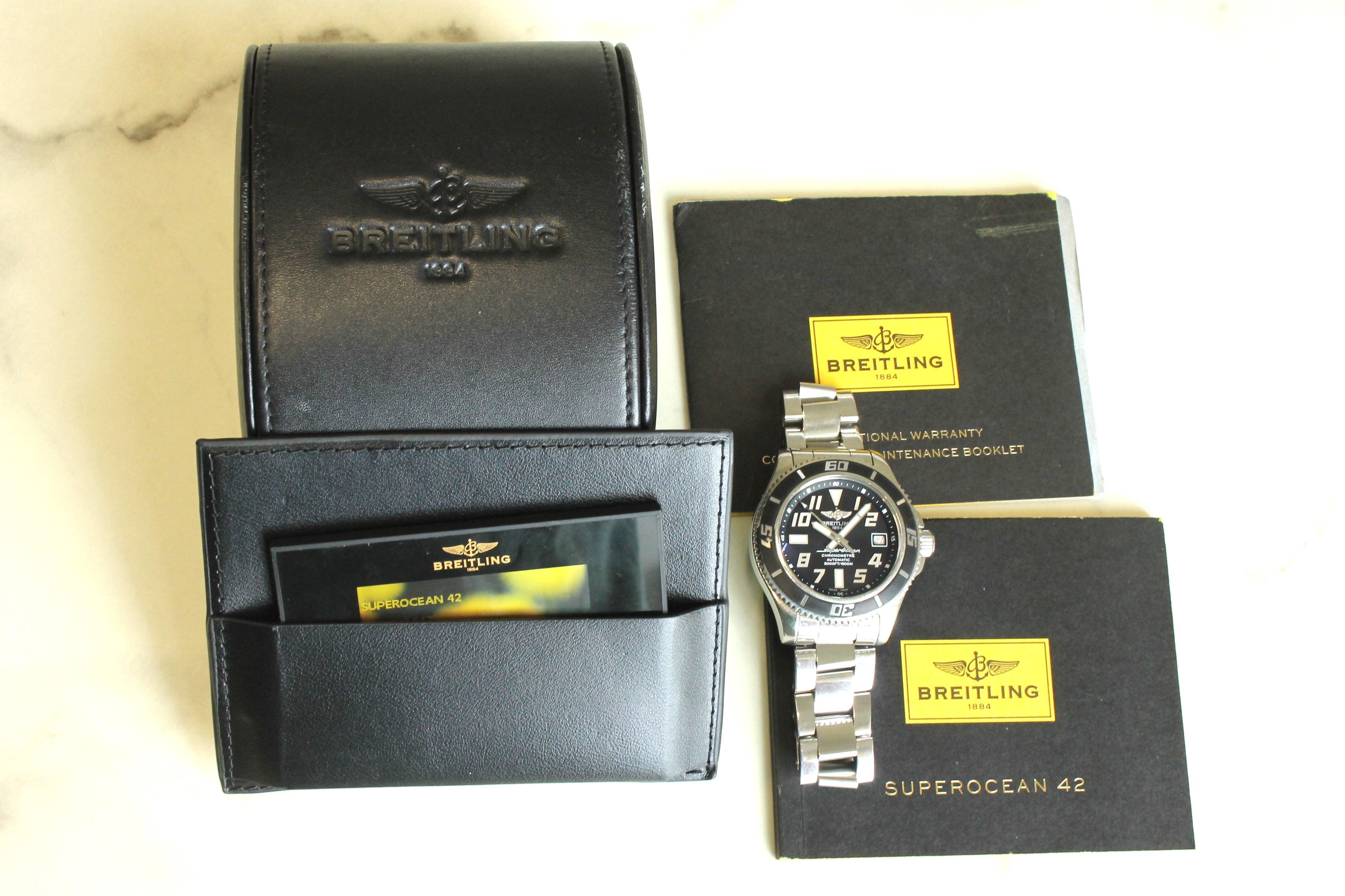 Dark Slate Gray Breitling Super Ocean A17364 Mens 42mm Steel Automatic Divers Watch Papers Box