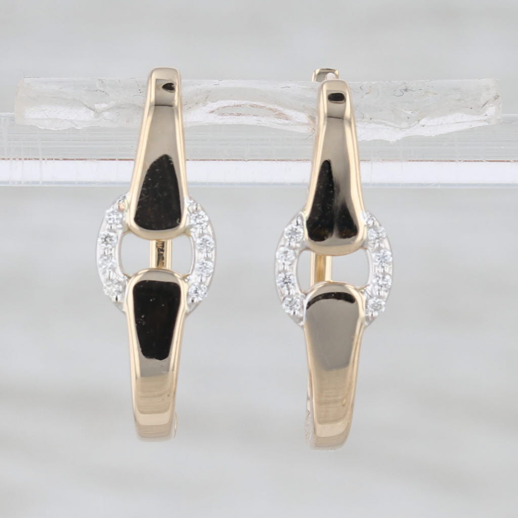 Audry Rose 2-Toned Diamond Buckle Hoop Earrings 14k White Yellow Gold Hoops