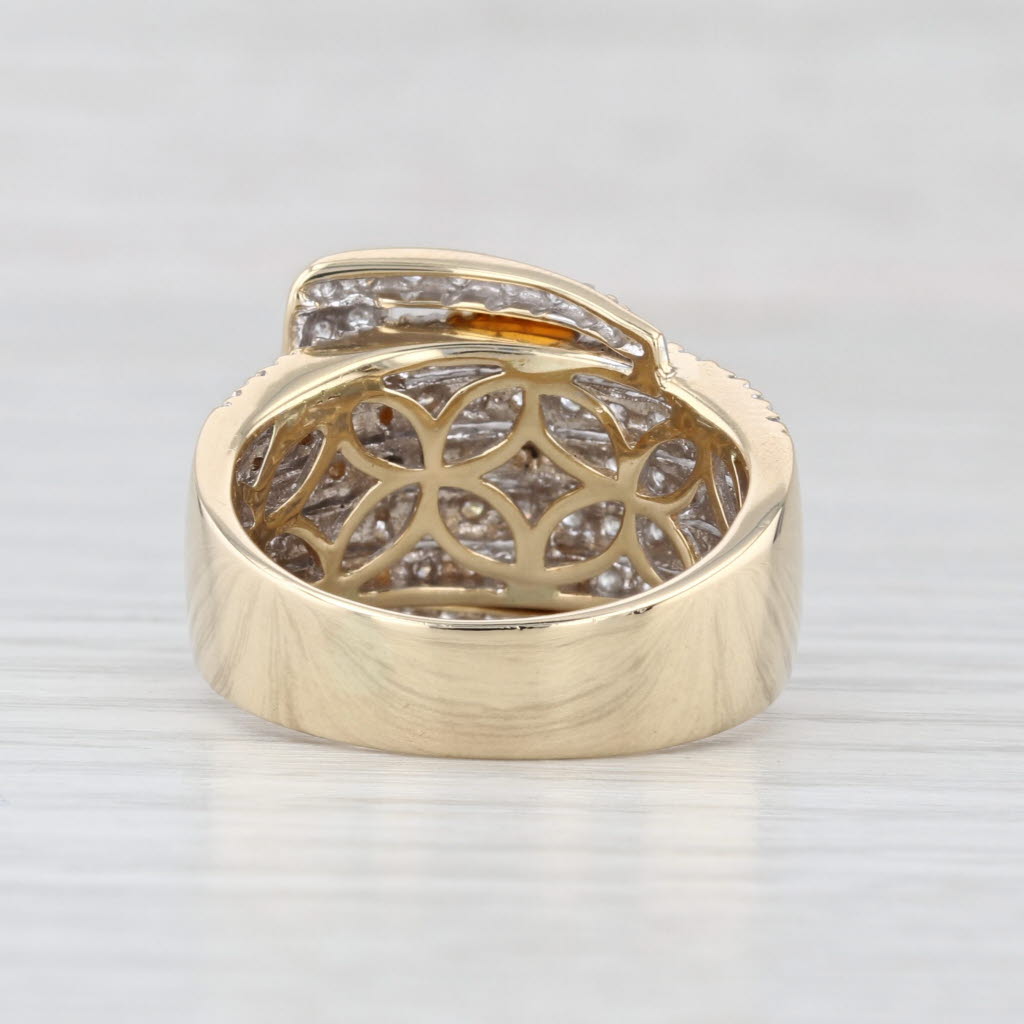 0.57ctw Diamond Multiband Buckle Ring 14k Yellow Gold Size 8.25 Cocktail