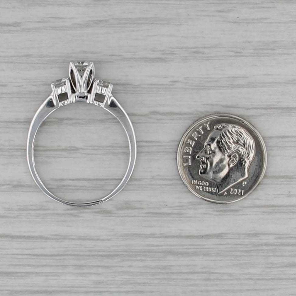 1.05ctw Round Diamond 3-Stone Engagement Ring 14k White Gold Size 9