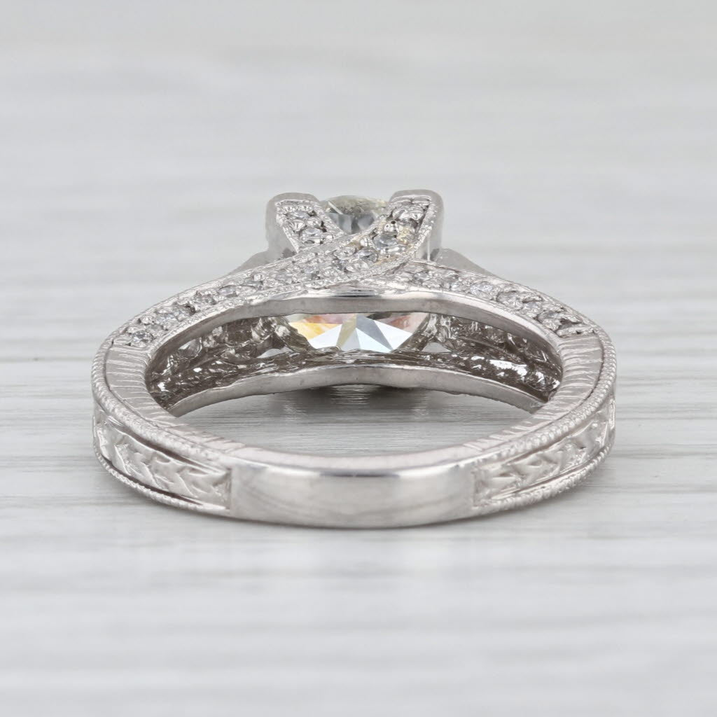 2.47ctw Round Diamond Engagement Ring Platinum Size 6.25 GIA Cathedral Band