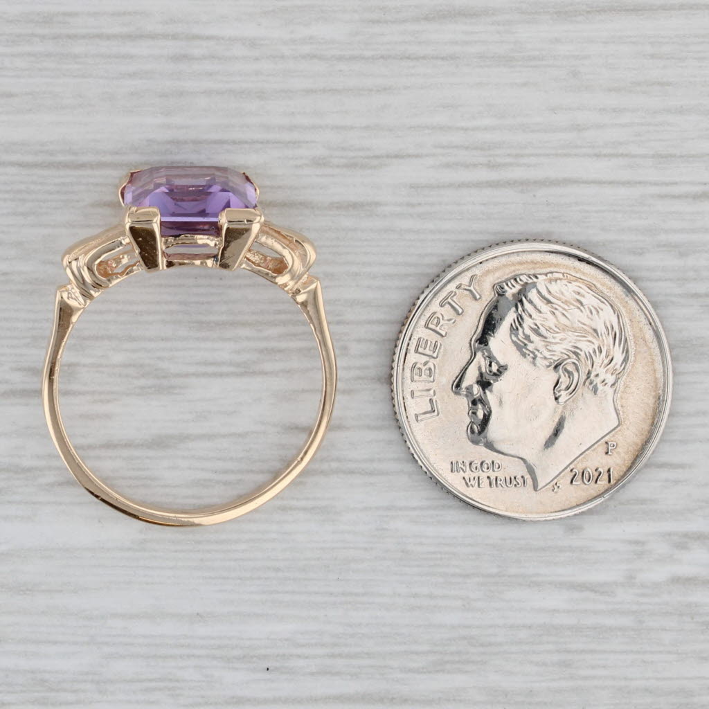 Gray 2.70ct Amethyst Solitaire Ring 10k Yellow Gold Size 6.25