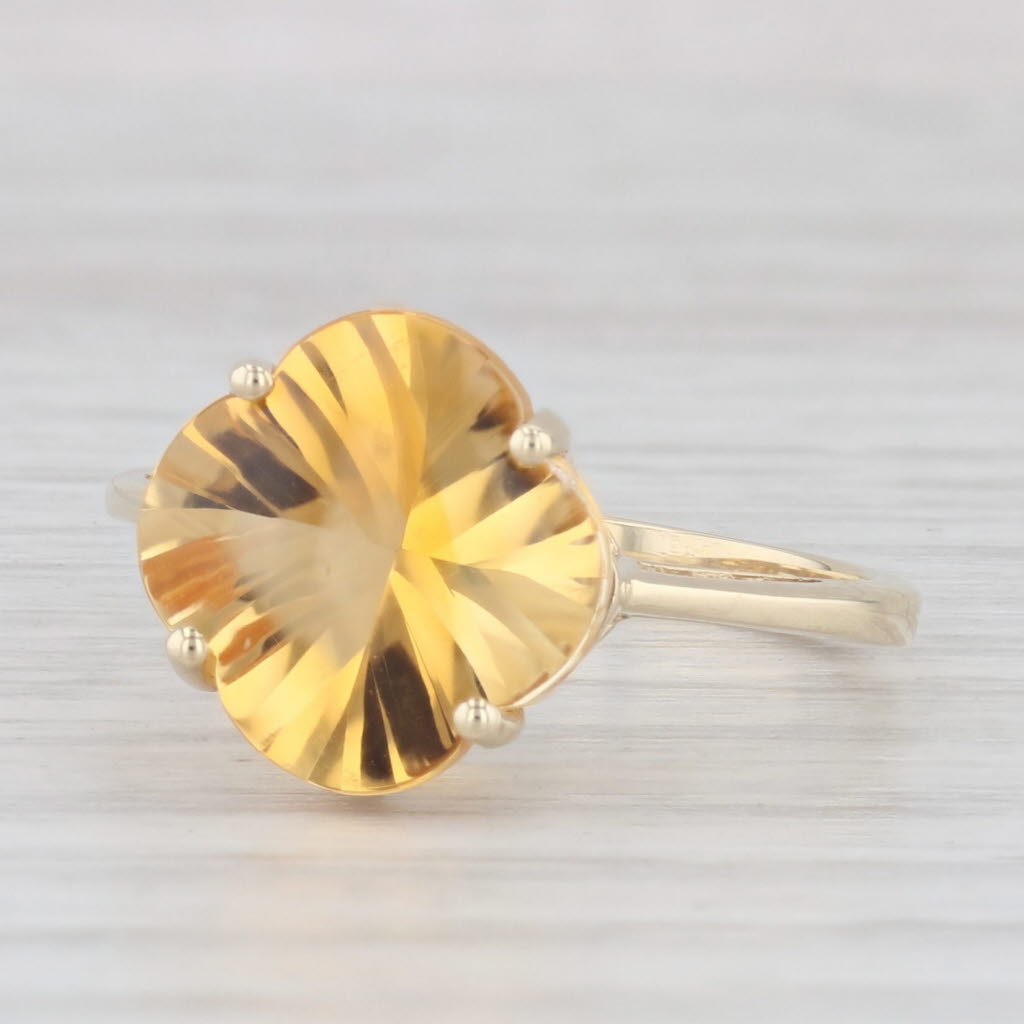Light Gray 4ct Cushion Citrine Solitaire Ring 10k Yellow Gold Size 6.25