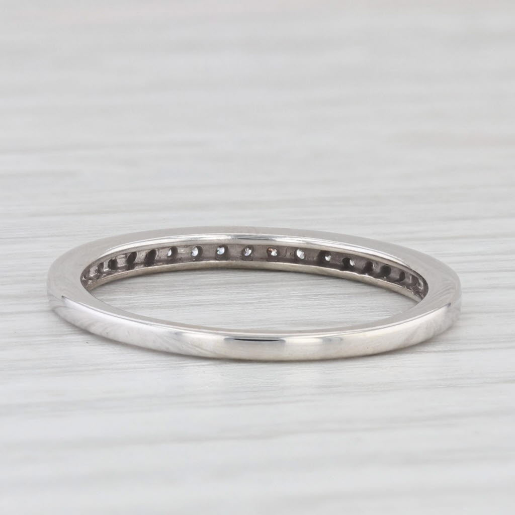 Light Gray 0.14ctw Diamond Wedding Band 10k White Gold Stackable Anniversary Ring