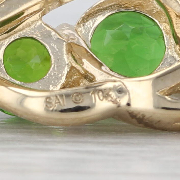 1.34ctw Chrome Diopside Lab Created Sapphire Pendant Necklace 10k Gold Box Chain