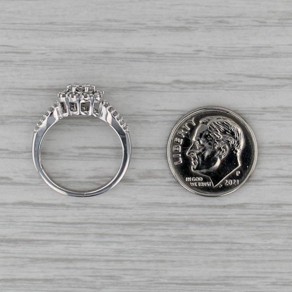 0.33ctw Diamond Cluster Engagement Ring 14k White Gold Size 5