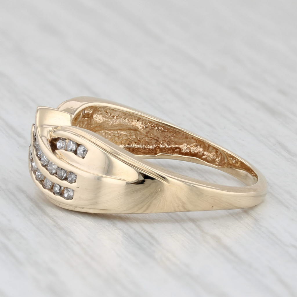 Light Gray 0.19ctw Diamond Contoured V Ring 10k Gold Stackable Band Wedding Anniversary