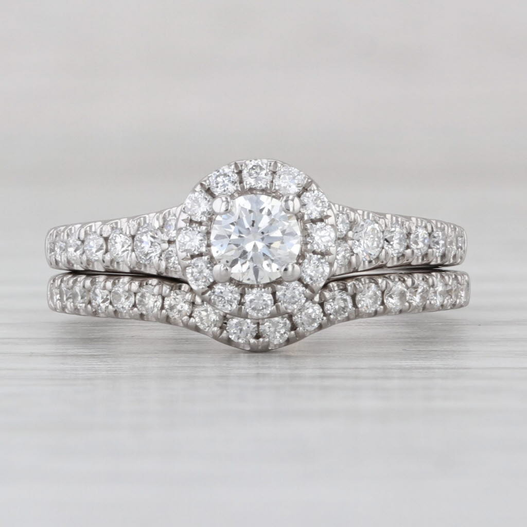 Tolkowsky Engagement Ring Wedding Band Bridal Set 14k White Gold Size 6.5 Box