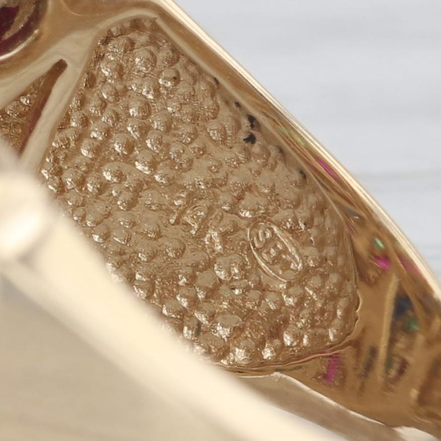 Rosy Brown 3.76ctw Gemstone Striped Ring 14k Yellow Gold Diamond Ruby Sapphire Emerald