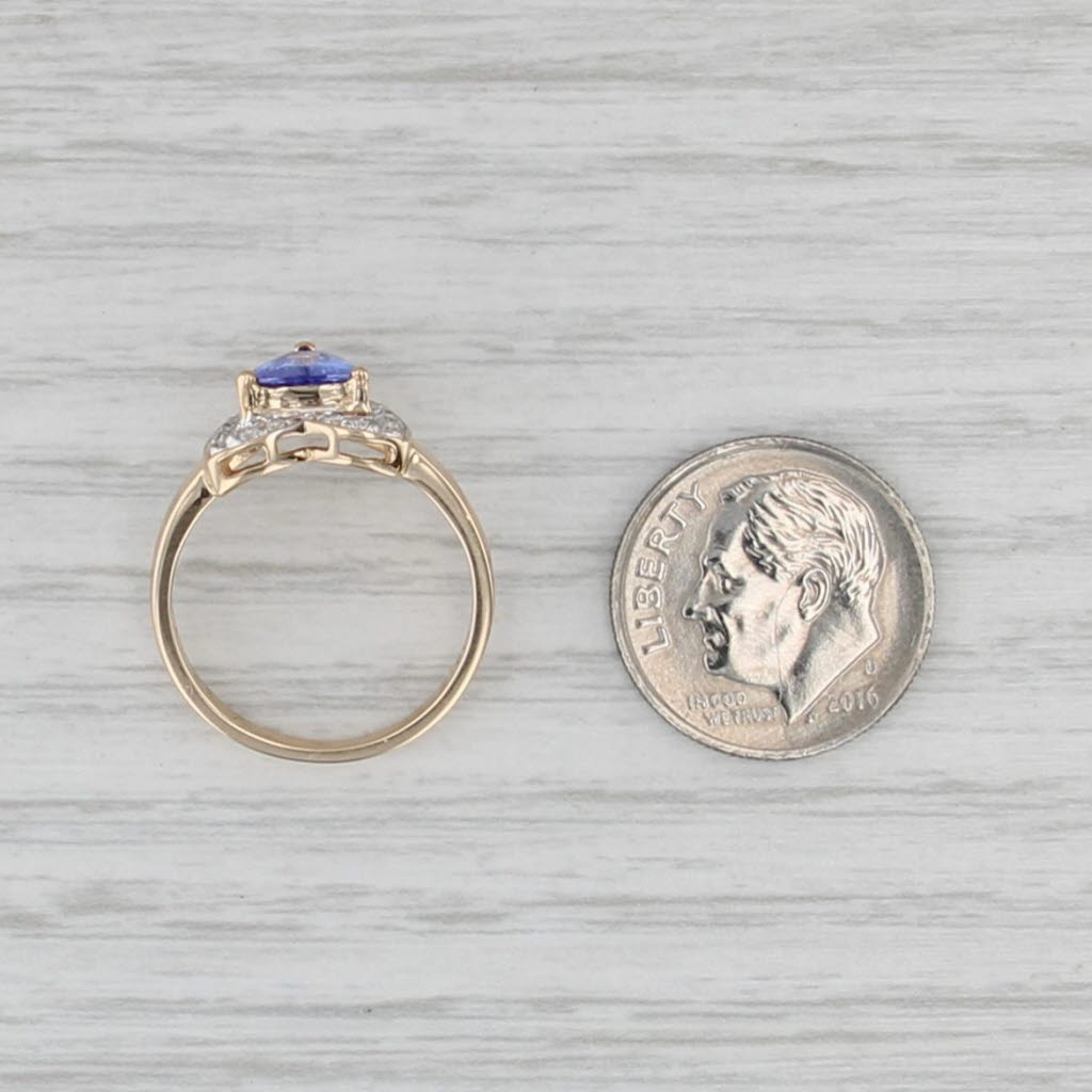 0.61ctw Tanzanite Diamond Halo Ring 14k Yellow Gold Size 6