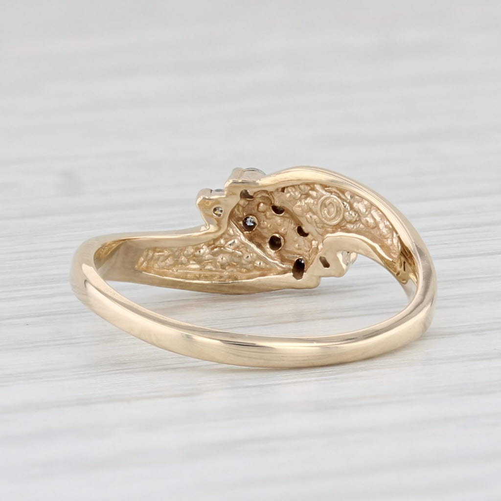 Light Gray 0.15ctw Diamond Cluster Bypass Ring 10k Yellow Gold Size 6.25