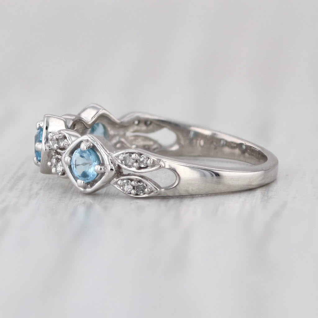 0.38ctw Aquamarine Diamond Ring 10k White Gold Size 5 Stackable