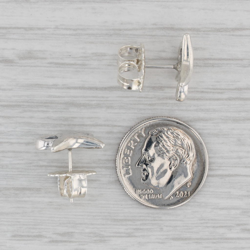 Gray Owl Stud Earrings Sterling Silver 925 Pierced