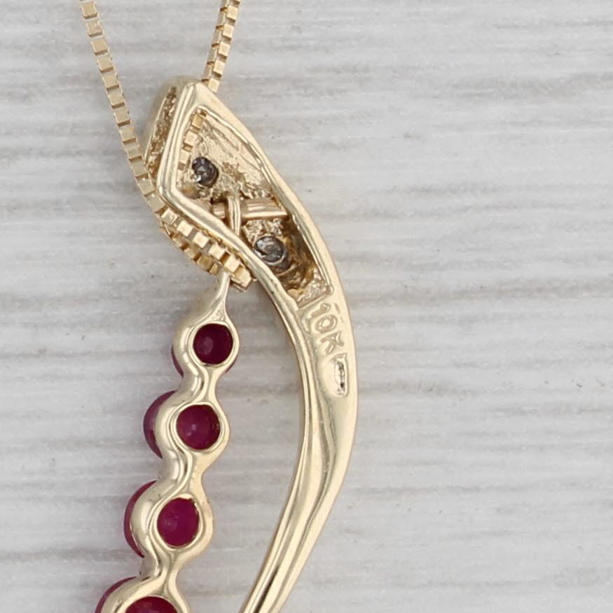 Gray 0.68ctw Ruby Diamond Journey Pendant 10k Yellow Gold 18.25" Box Chain