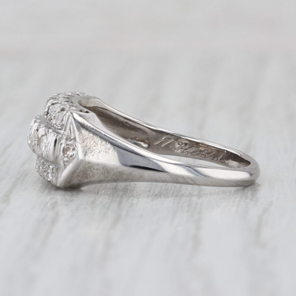 Vintage 0.31ctw Diamond 3-Row Ring 14k White Gold Size 8