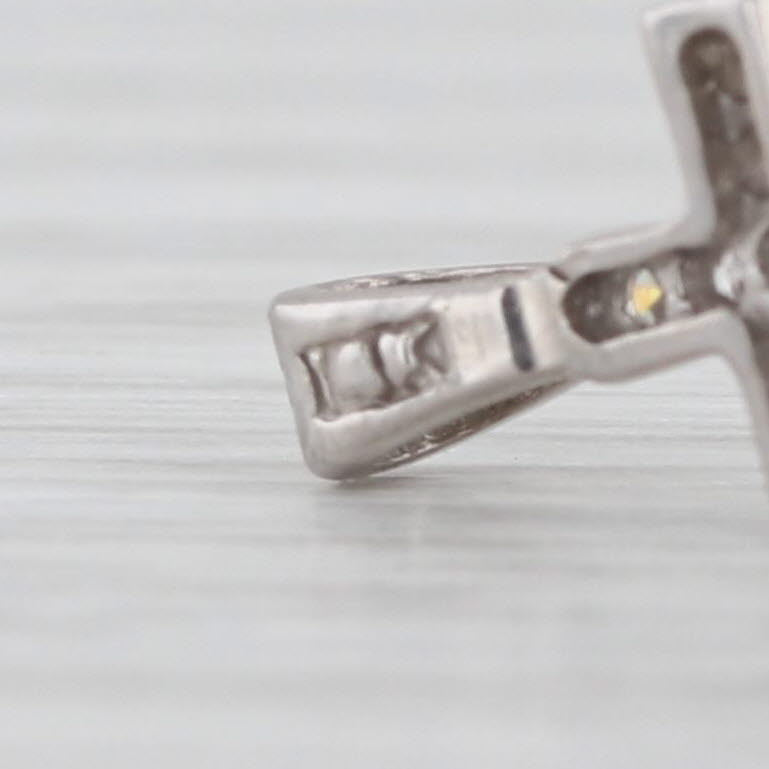 Diamond Cross Pendant 14k White Gold Small Drop