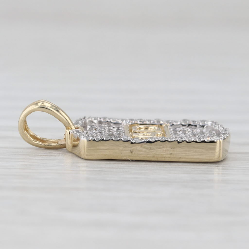 Light Gray 0.29ctw Diamond Accented "Dad" Pendant 10K Yellow Gold