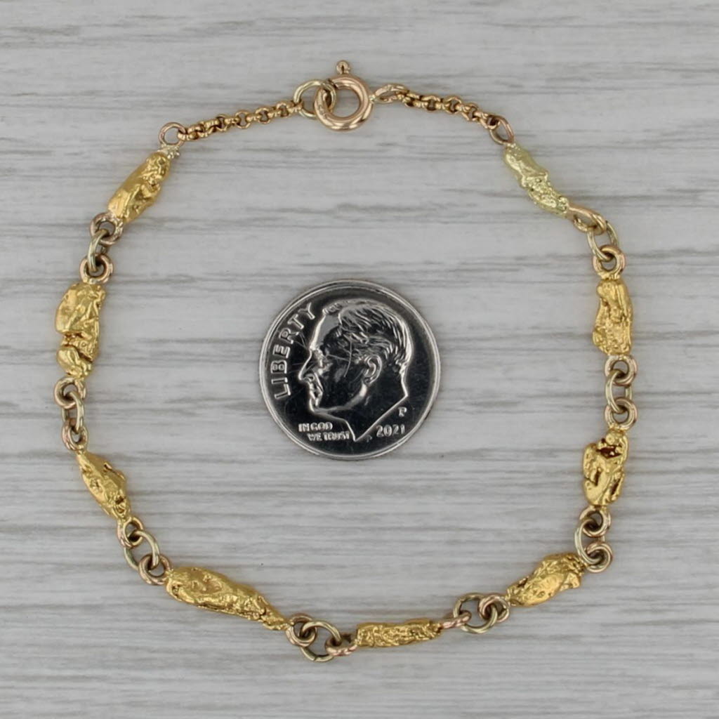 6.5" Nugget Cable Chain Bracelet 14k -22k Yellow Gold