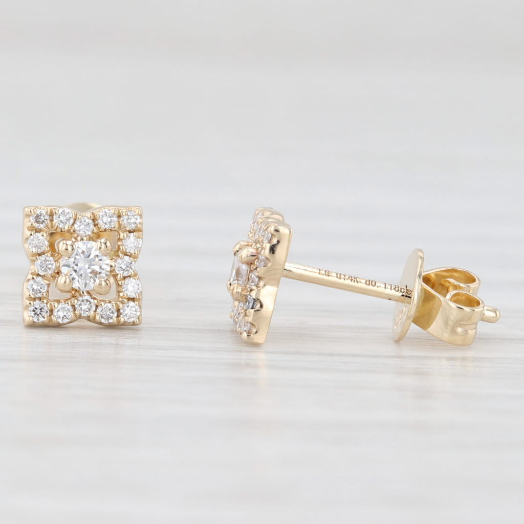 Light Gray New 0.24ctw Lab Grown Diamond Halo Stud Earrings 14k Yellow Gold